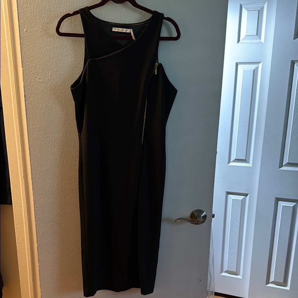 Black Asymmetrical Sheath Dress- new without tags!